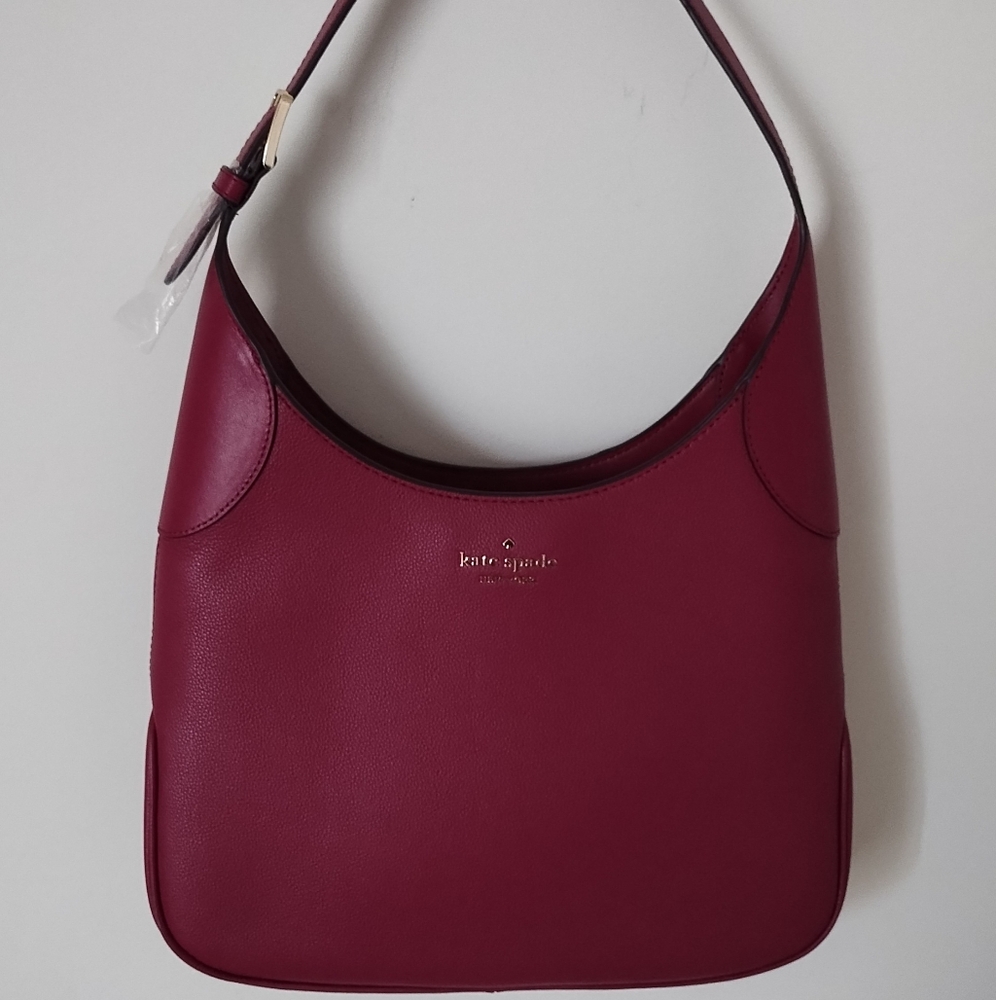 Kate Spade Aster Medium Cranberry Leather Shoulder Bag. New With Tag